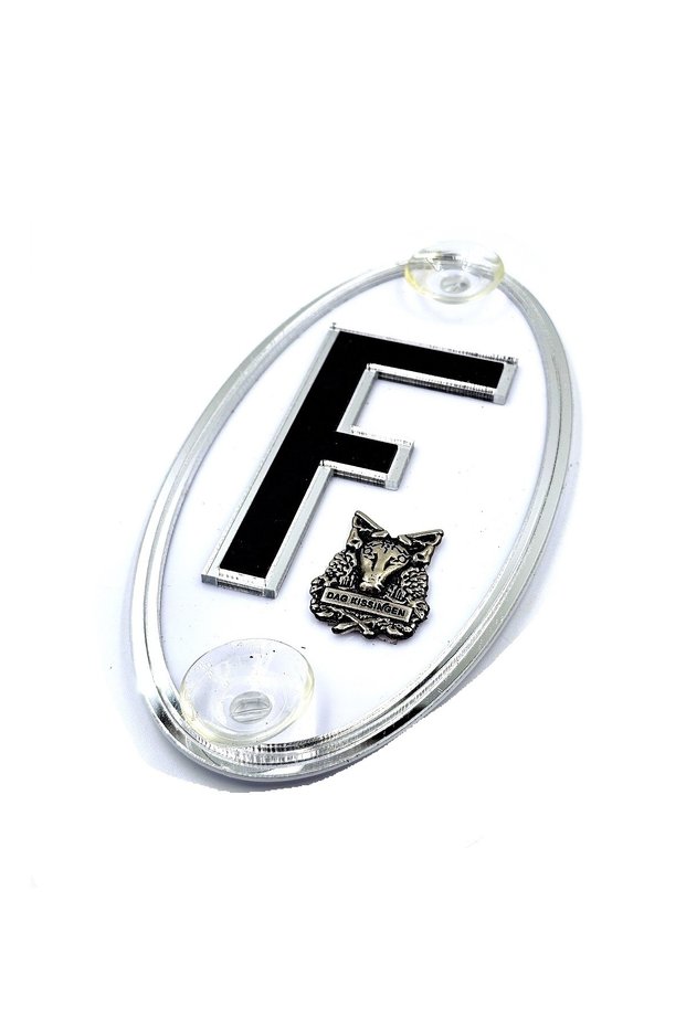 Special Ellipse Design for Labelers Gold or Silver Design Glass Ornament with Letter F Figure Double Kiss