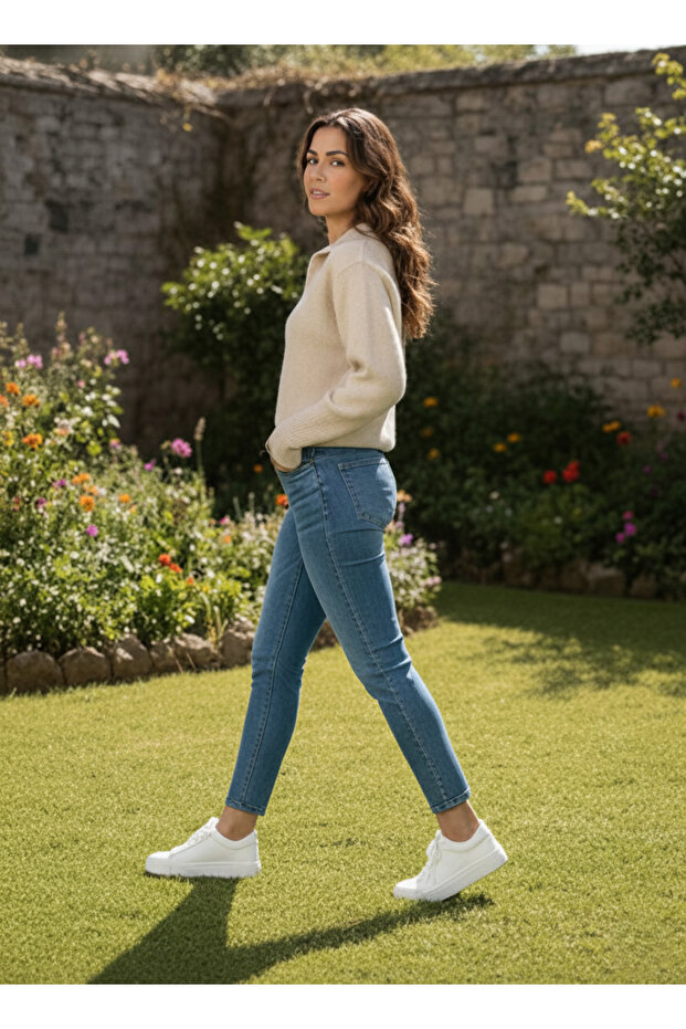 Yakalı Düğme Detaylı Basic Triko Kazak - 2