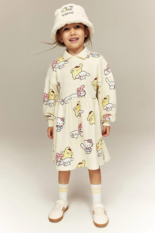 Girl's Printed Long Sleeve Sweatshirt Dress