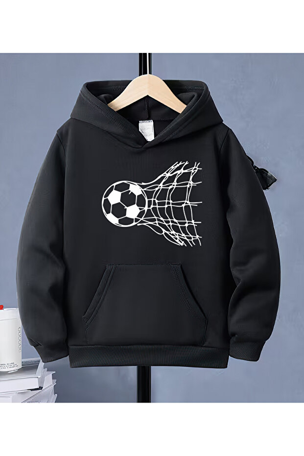 Children's Hooded Sweatshirt with Football Print