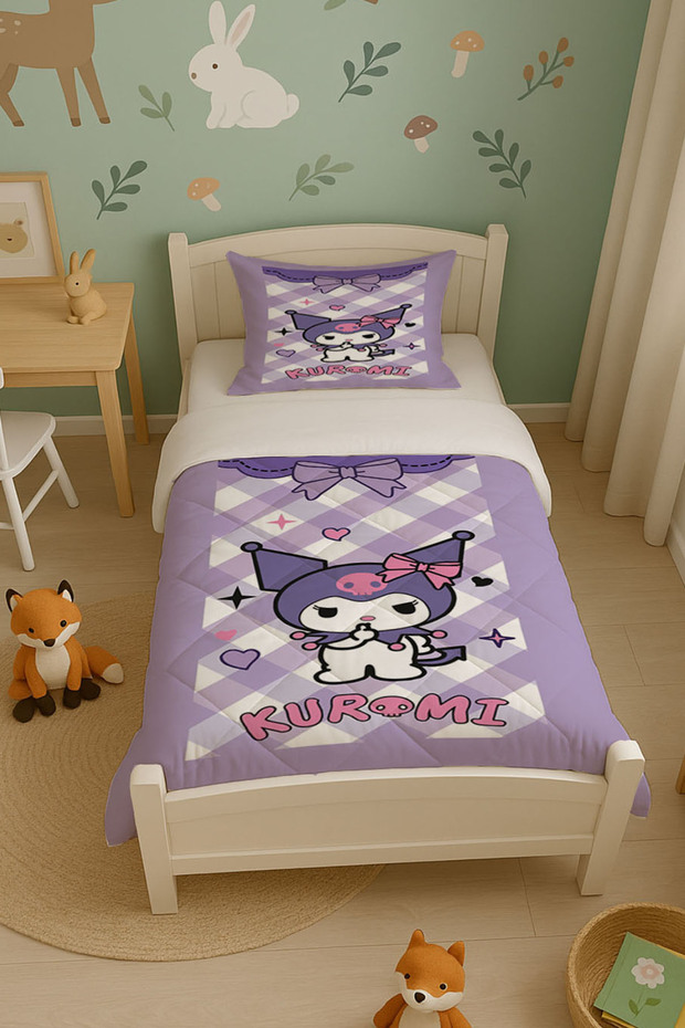 Kuromi Plaid Children's Quilt Set