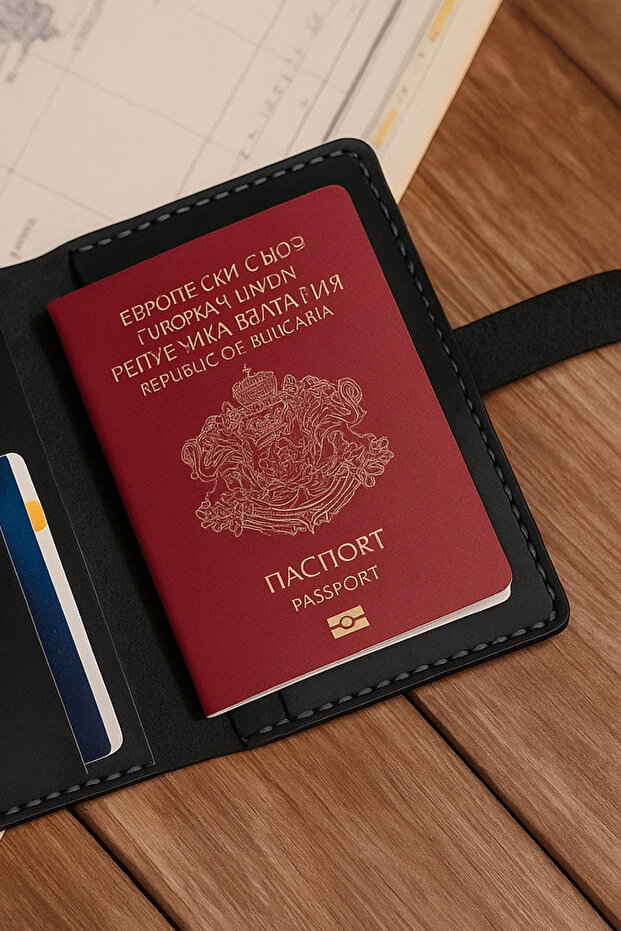 Black Leather Passport Holder Passport Cover and Card Holder – Handmade, Double Compartment Travel Wallet