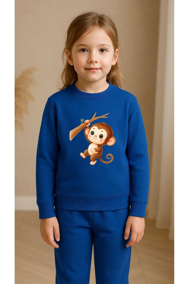 Children's Team Sweatshirt Dal Maymun Printed Girls Boys Crew Neck3 4-5-6-7-8-9-10-11-12Years