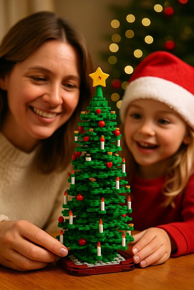 784 Pieces Block Christmas Tree Set Two-In-One 30 cm Decor Ornament Gift over 12 Years Old Desktop Ornament