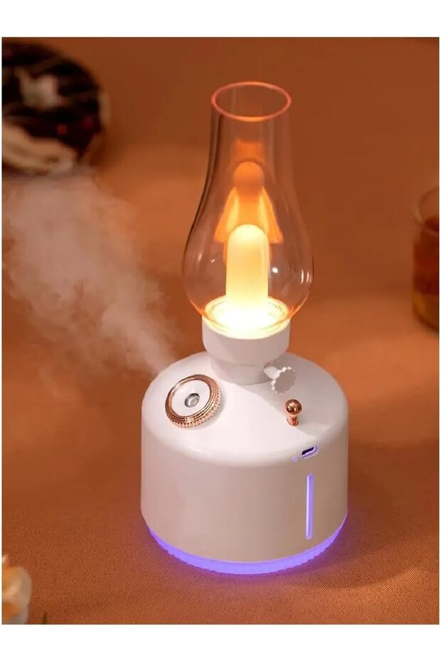 Retro Air Humidifier Vintage Lamp Night Light Nano Mist Sprayer 1200mAh 280ML (White)
