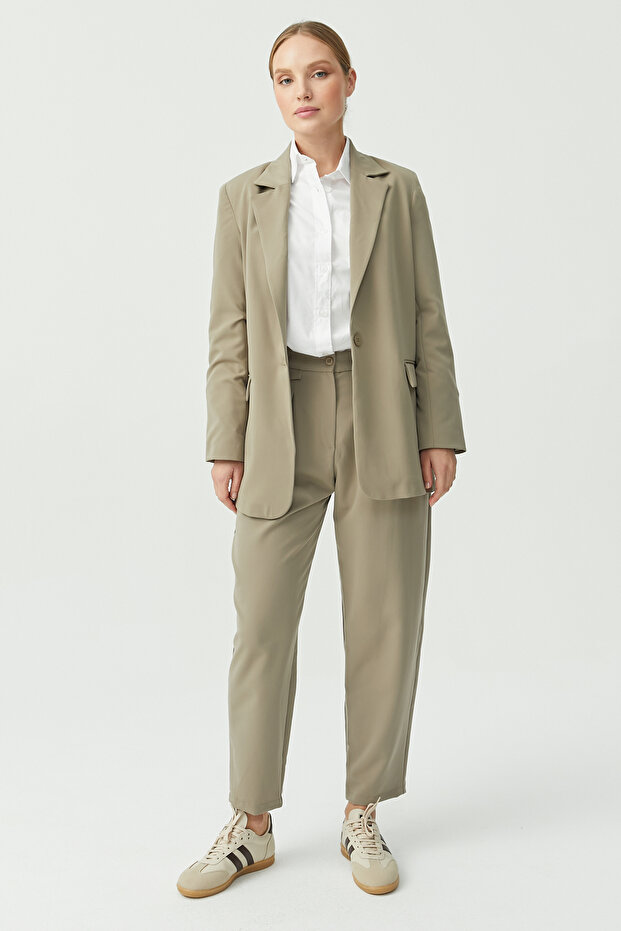 Kadın Tek Düğmeli Blazer Ceket - 4