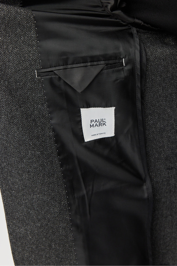 Men's Slim Fit Mono Collar Patterned Jacket - 7