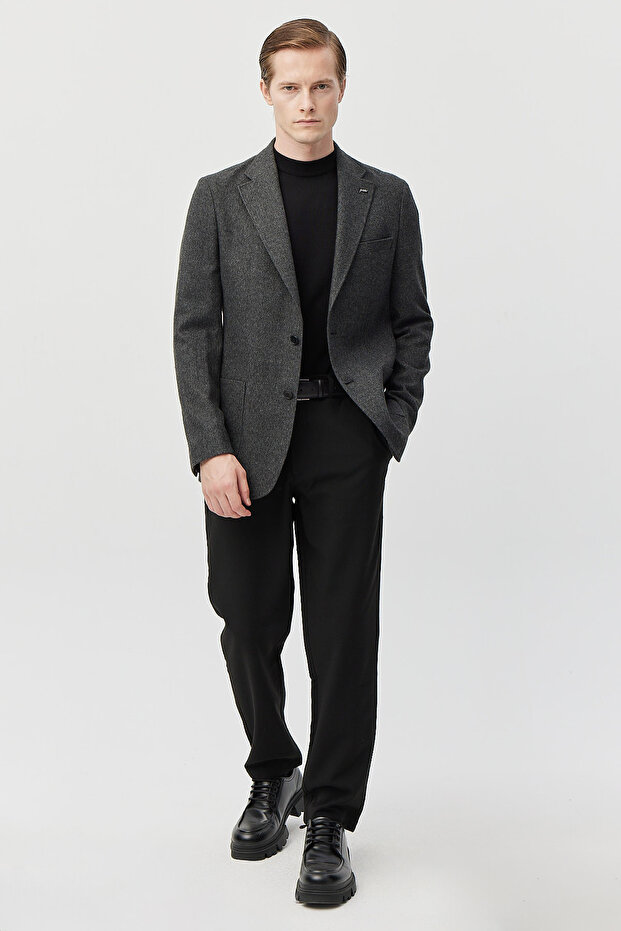 Men's Slim Fit Mono Collar Patterned Jacket - 5