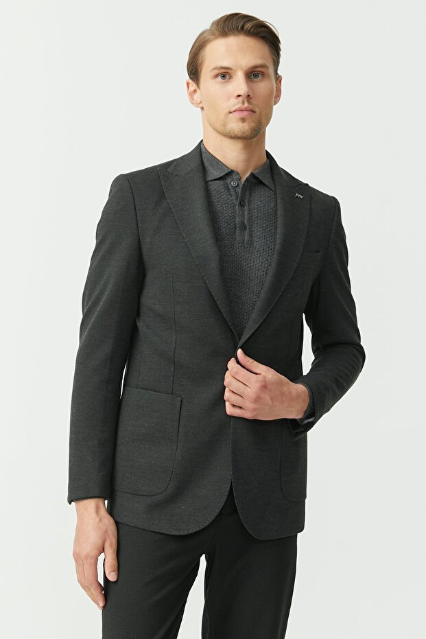 Men's Single Button Mono Collar Jacket - 8