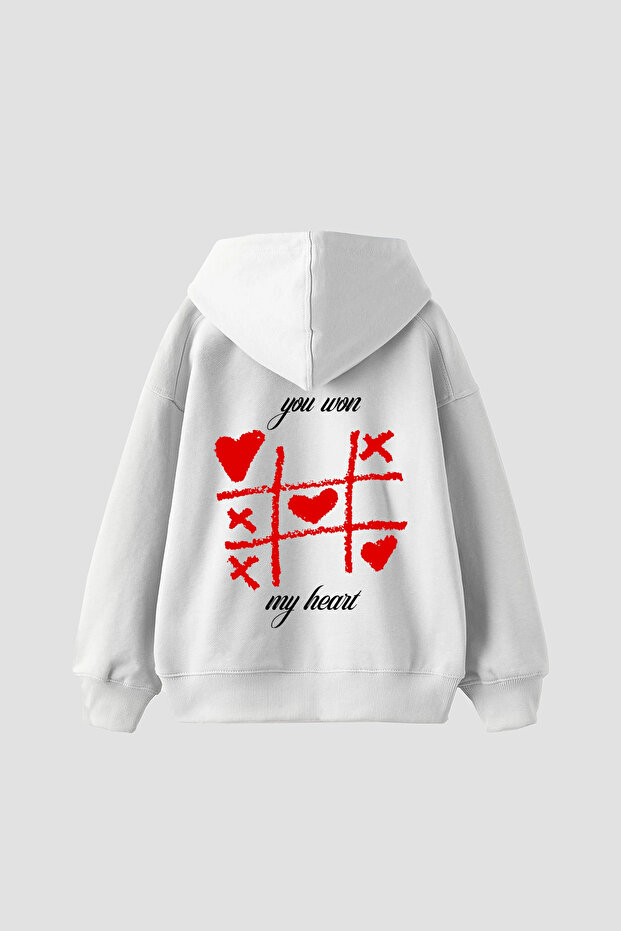 816 Locked Printed Oversized Unisex White Hoodie