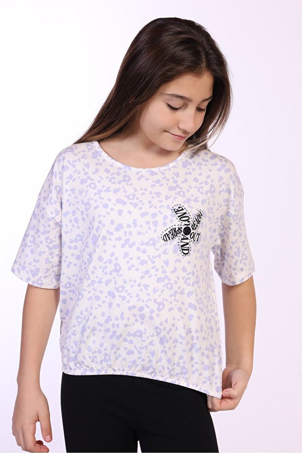 Girl's Printed Crew Neck Short Sleeve T-Shirt