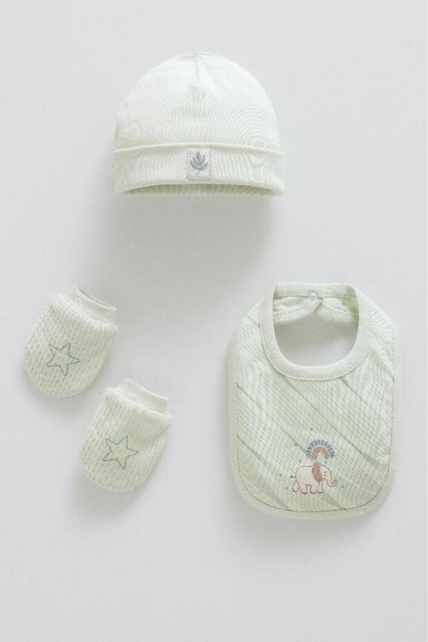 100% Cotton Good Baby 3-Piece Set 50-56 cm Beanie-Hat-Gloves Newborn Crml.Tae2077