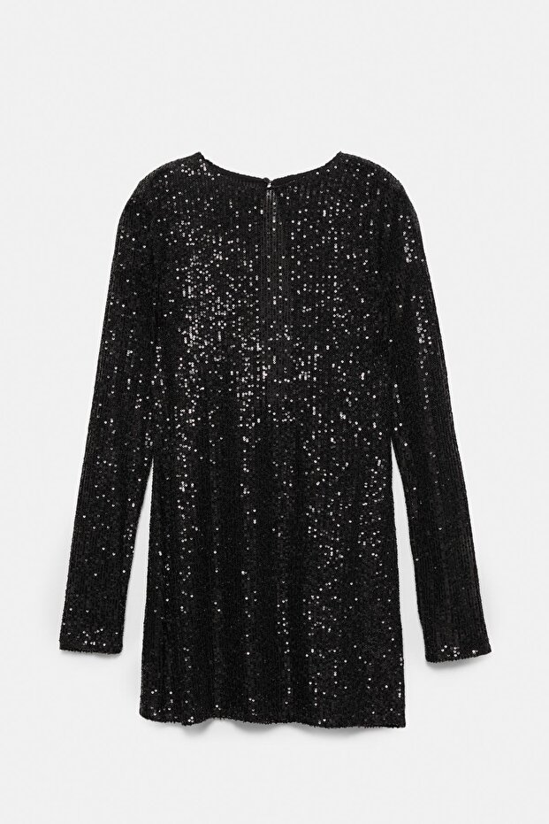 Siyah pullu elbise - 9