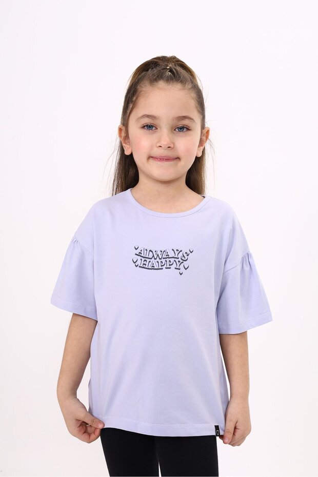 Girl's Printed Crew Neck Short Sleeve T-Shirt