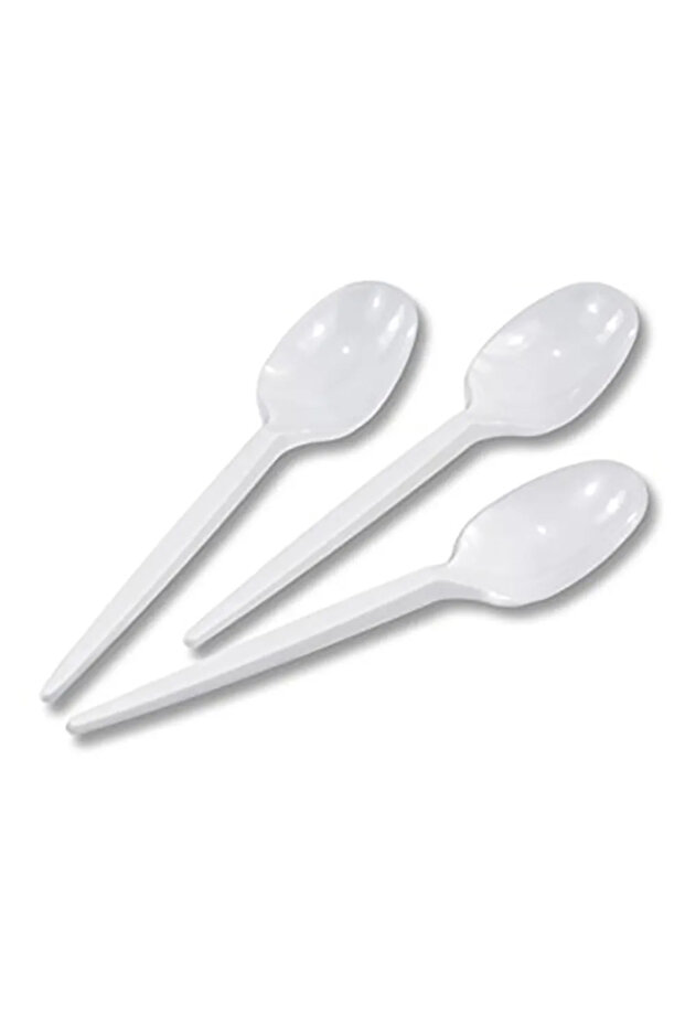 ملاعق طاولة بيضاء للاستخدام مرة واحدة 200 قطعة - 1