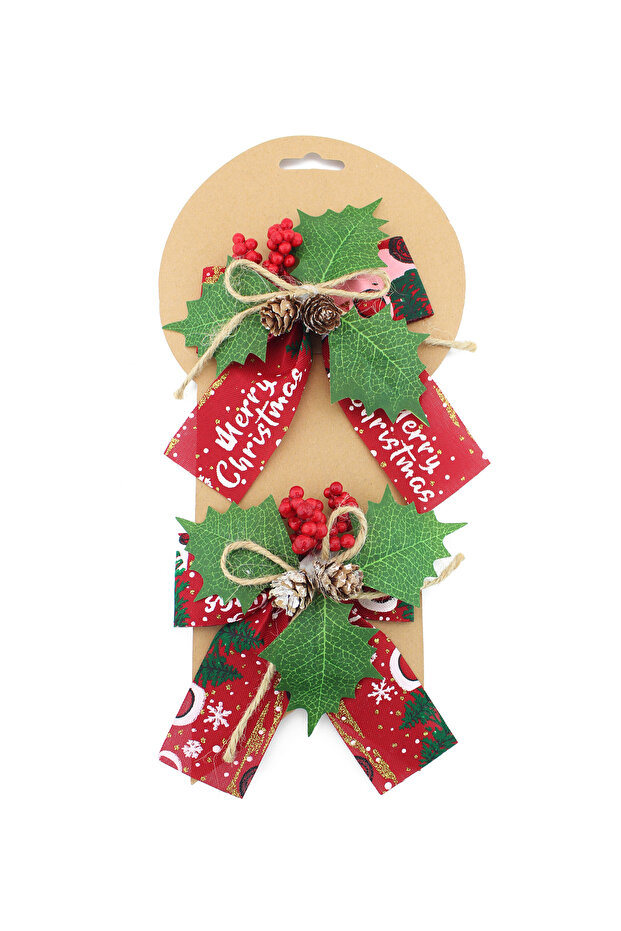 2 Pieces of 15cm Natural Pine Cones Christmas Themed Gift Kit with Ribbon Christmas Ornament