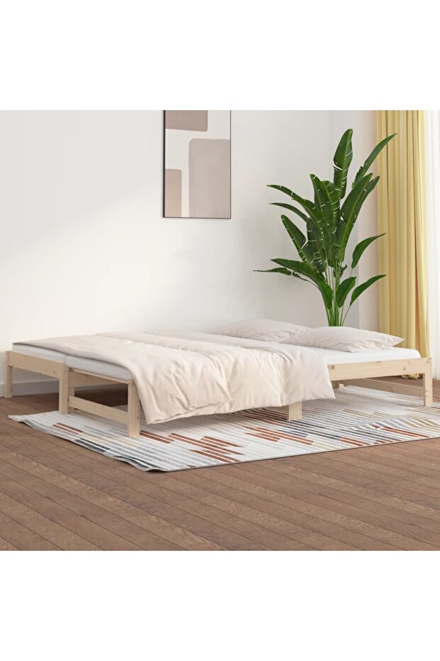 Pull-out Day Bed without Mattress 2x(90x200) cm Solid Wood Pine