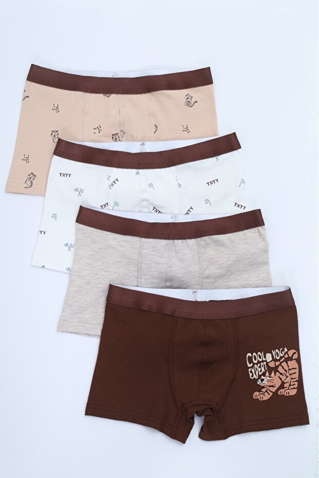 بوكسر للأولاد متعدد الأنماط مطبوع عبوة من 4pcs - 1