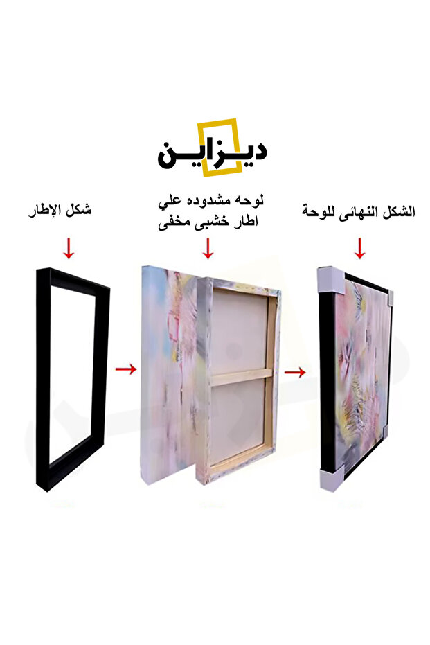 لوحات جدرايه كانفس وسط - إيطار نحاسي - 3