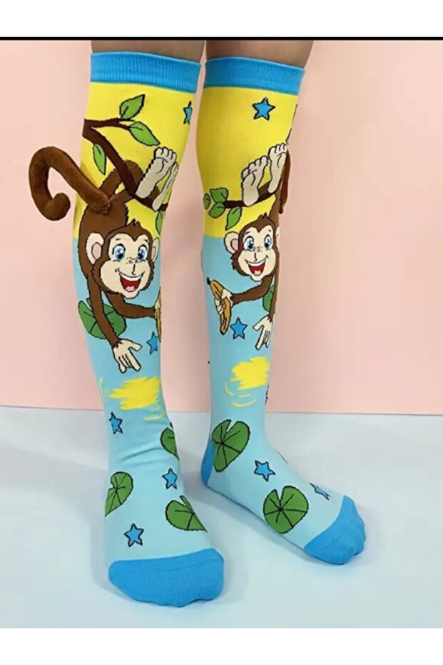 Monkey Figured Tailed Knee Socks - 3