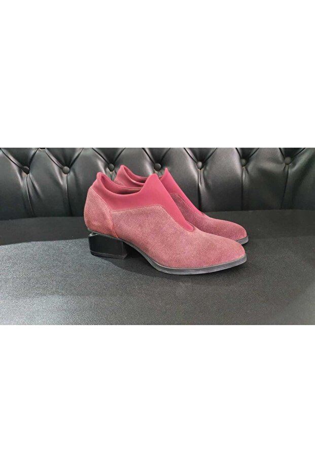 Genuine Leather Suede Burgundy Shoes