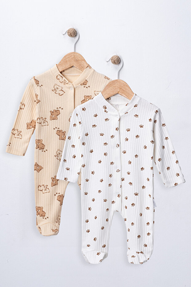 Baby Girl 2-Piece 100% Cotton Footed Romper Set