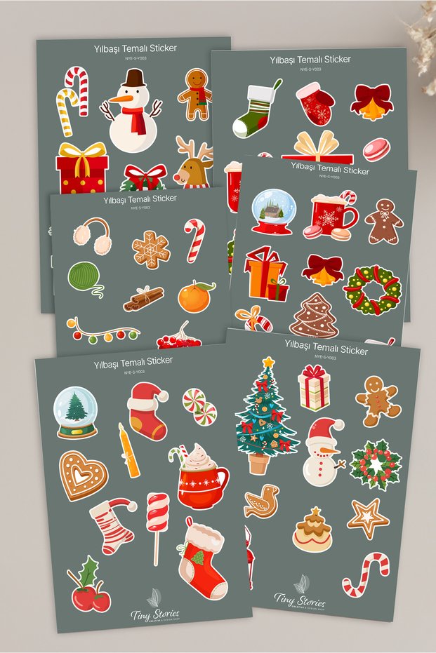 New Year Themed Sticker Set - 6 Pieces / Agenda, Notebook, Bullet Journal, Scrapbook