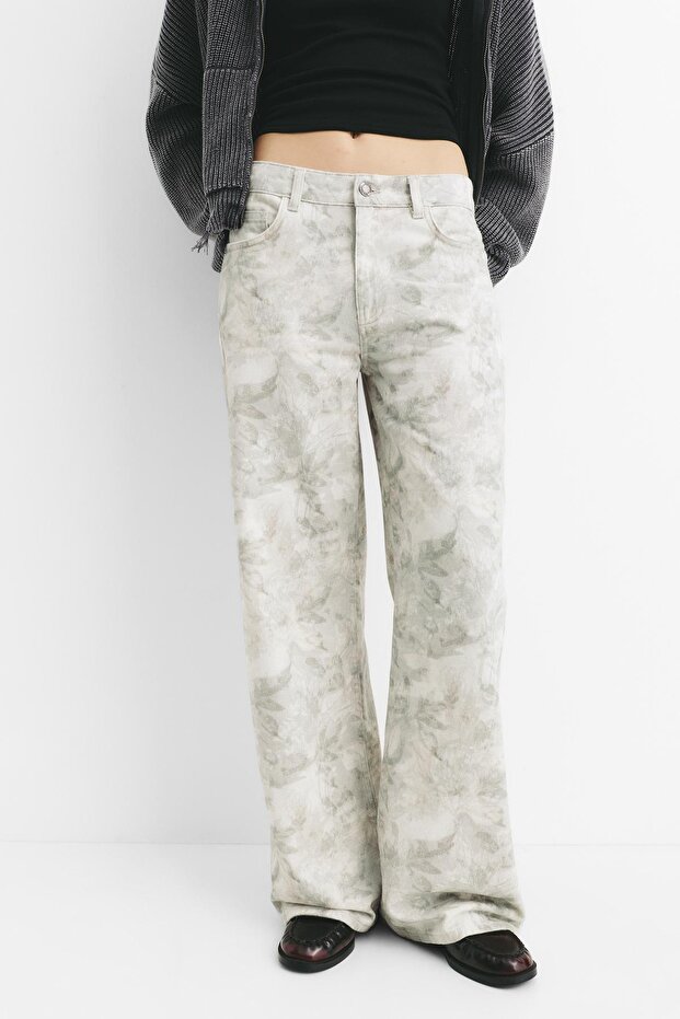 Yaprak desenli jean - 5