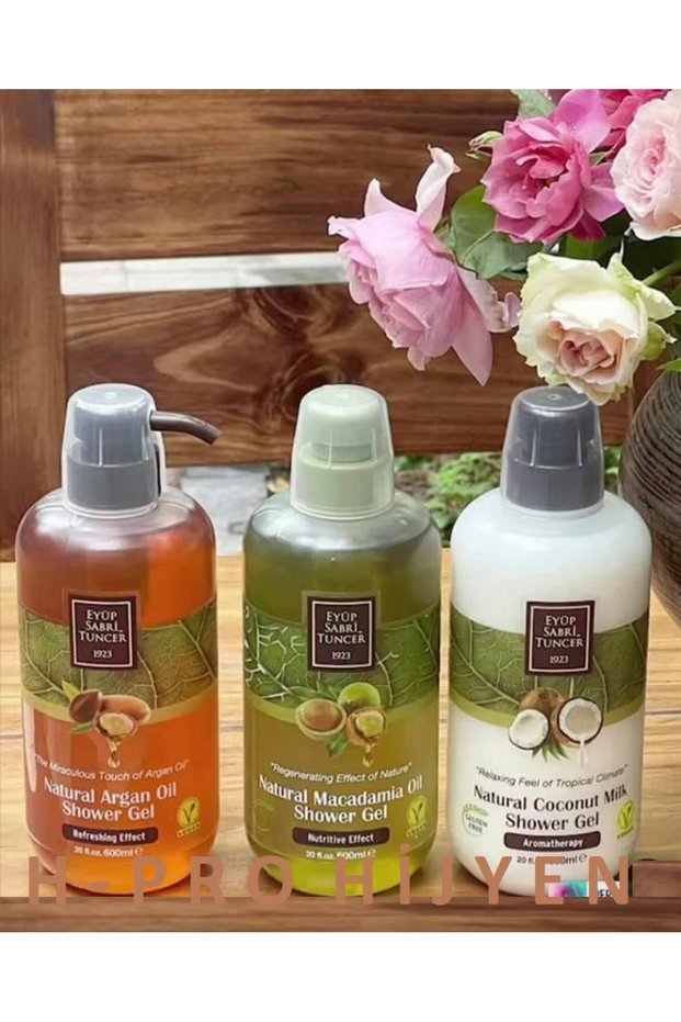 3-Pack 600 ml Shower Gel Series, Argan, Macadamia and Coconut Milk