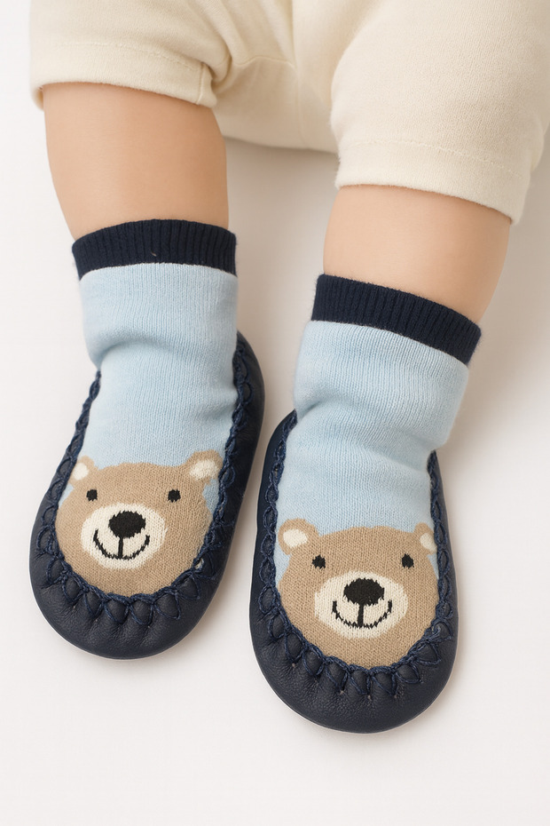 Çarık Socks Non-Slip Sole Leather Warm Winter Booties