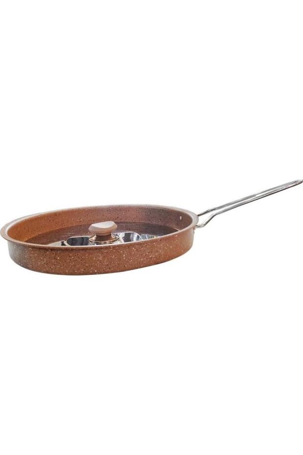 Granite Anchovy Pan Metal Lid Steel Handle 32X4Cm Brown