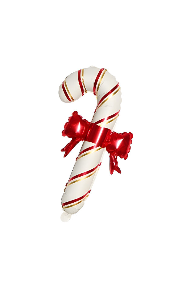 Cream Cane Candy Foil Balloon with Red Ribbon 65X37 cm