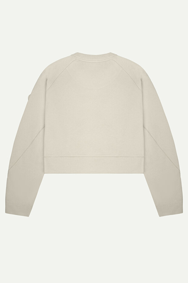 Kadın Basic Regular Crop Sweatshirt - Ruvien - Bone - 2