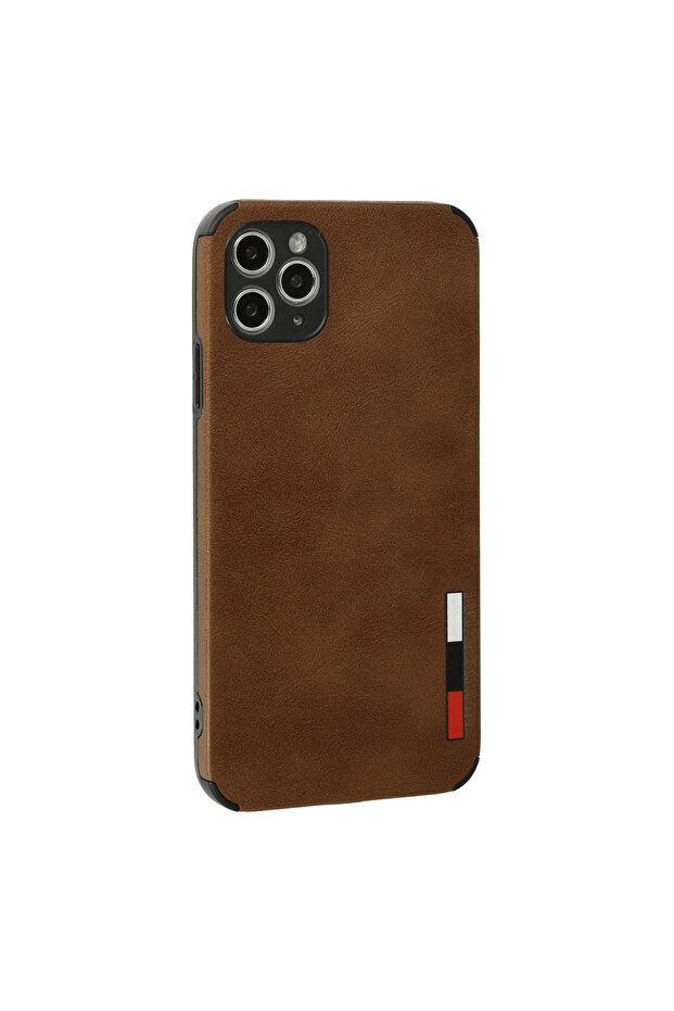 حافظة آيفون 11 برو ماكس من الجلد السيليكوني بحلقة - بني - 3