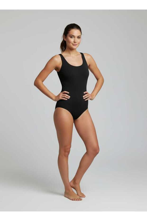 Basic Yüzücü Mayo U Yaka Askılı Kaplı - 1