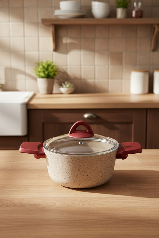 Pluto 7 Parça Granit Tencere Seti Krem - 5