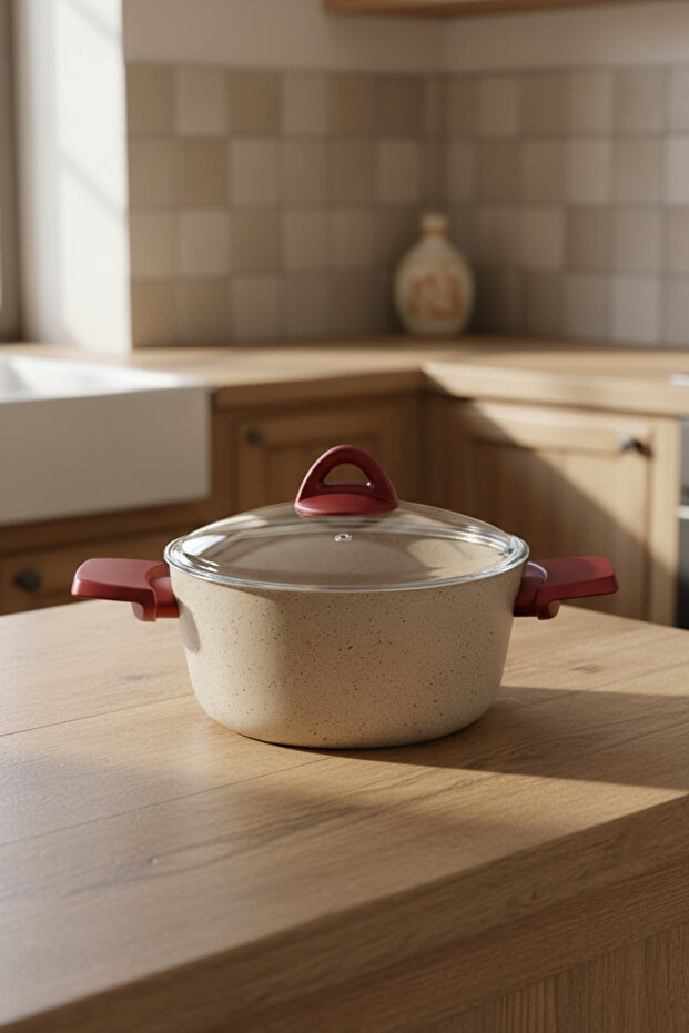 Pluto 7 Parça Granit Tencere Seti Krem - 4