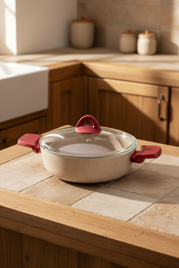 Pluto 7 Parça Granit Tencere Seti Krem - 3