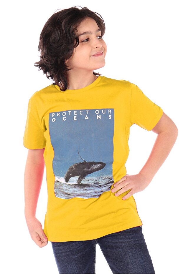 Boy's Printed Crew Neck Short Sleeve T-Shirt
