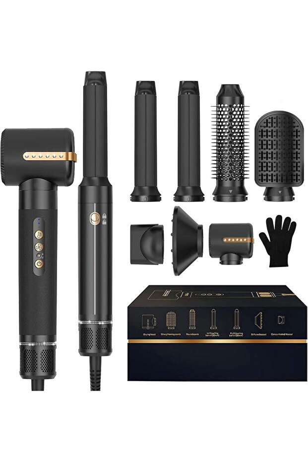 7-in-1 Hair Dryer Brush Set with Diffuser & Concentrator - Professional Ionic Hot Air Styler
