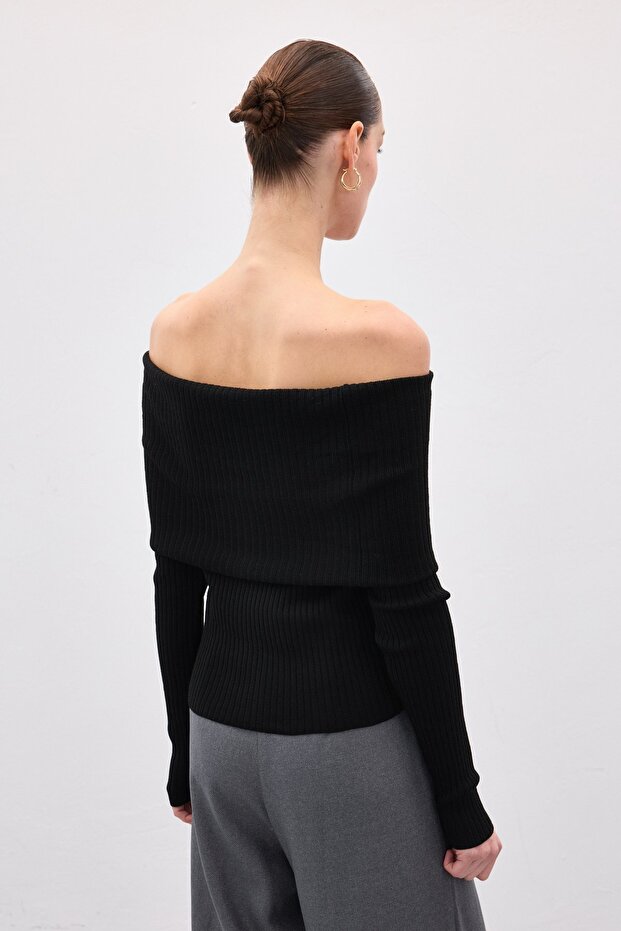 Madonna Yaka Triko - Siyah - 8