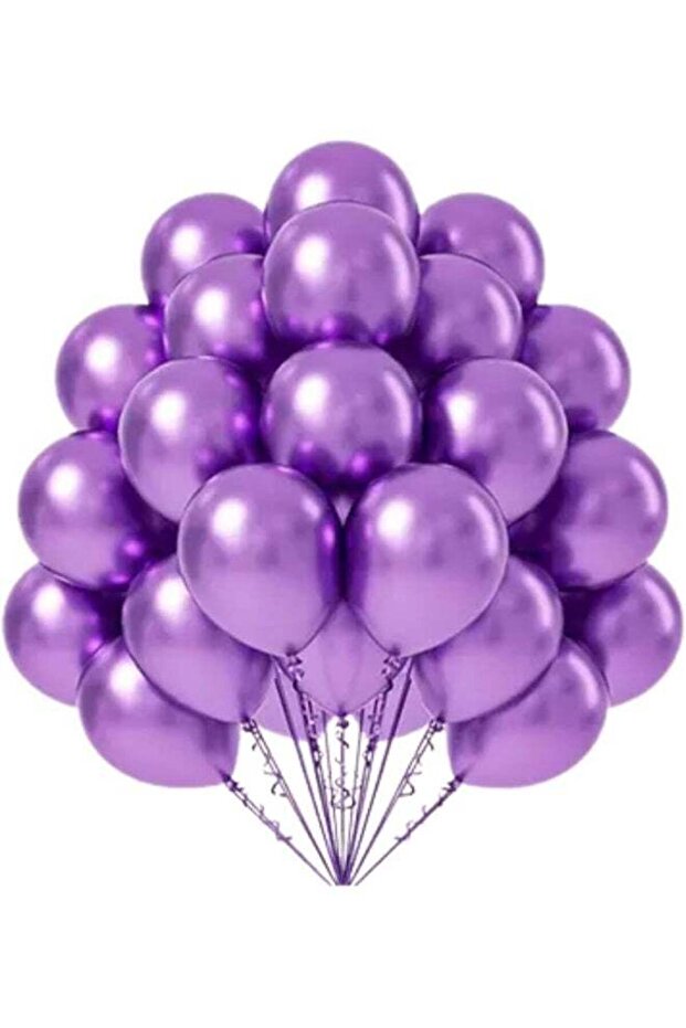 Goldedge - 50 PCS Chrome Purple Balloons, 12 Inch Shiny Latex Balloons for Festive Décor