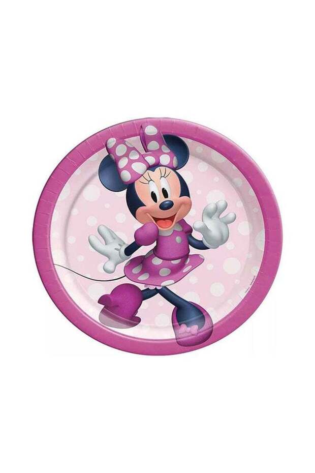 8-Piece Disney Minnie Mouse Forever Round Plate Kids Birthday Party Tableware, Party Supplies