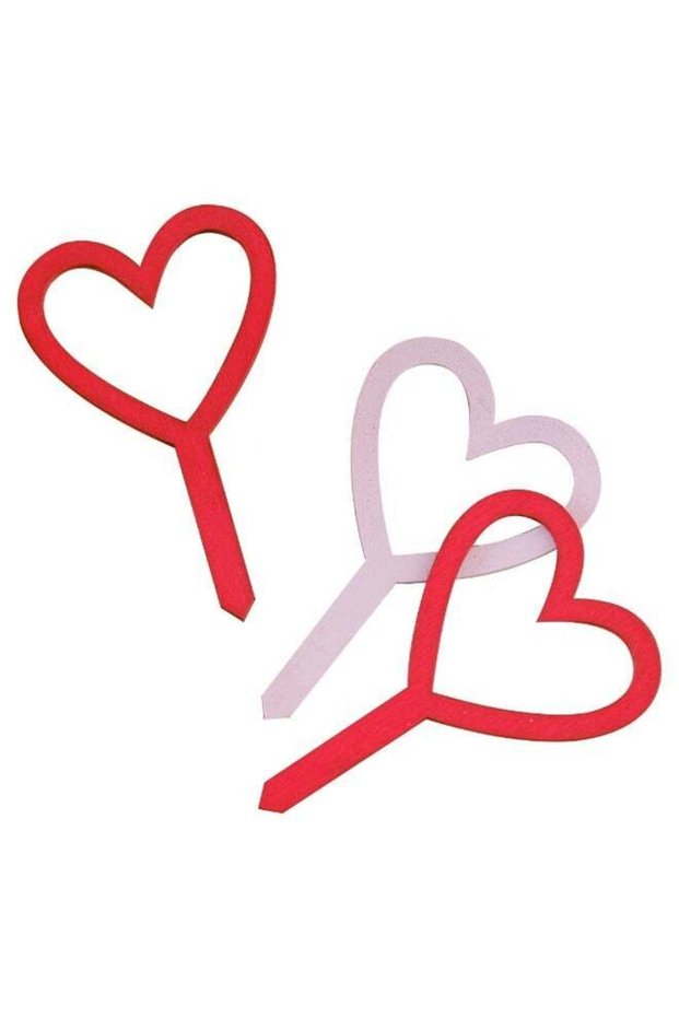 Wooden Red And Pink Heart Cupcake Toppers