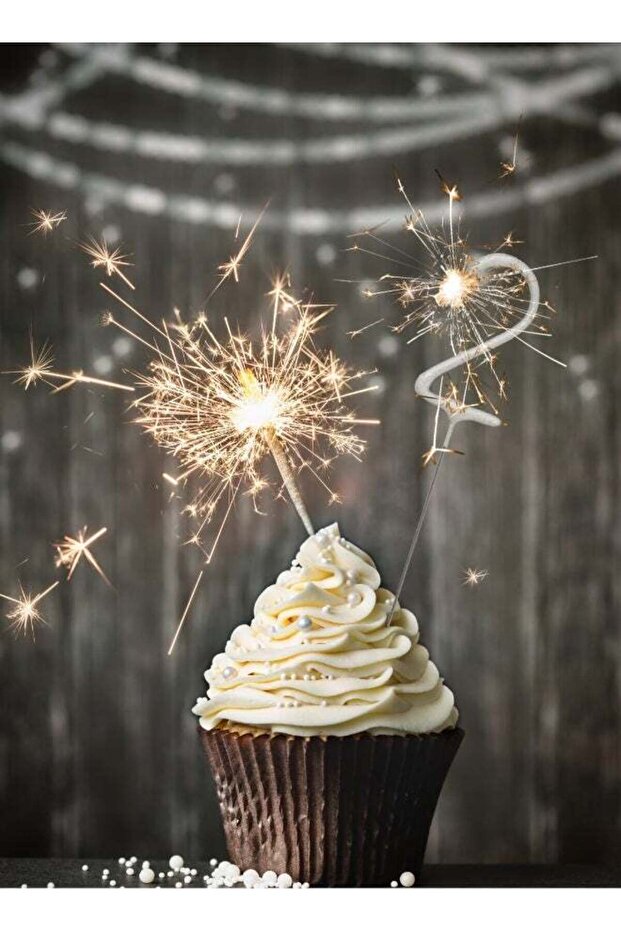Silver Sparkler Candle - Number 2