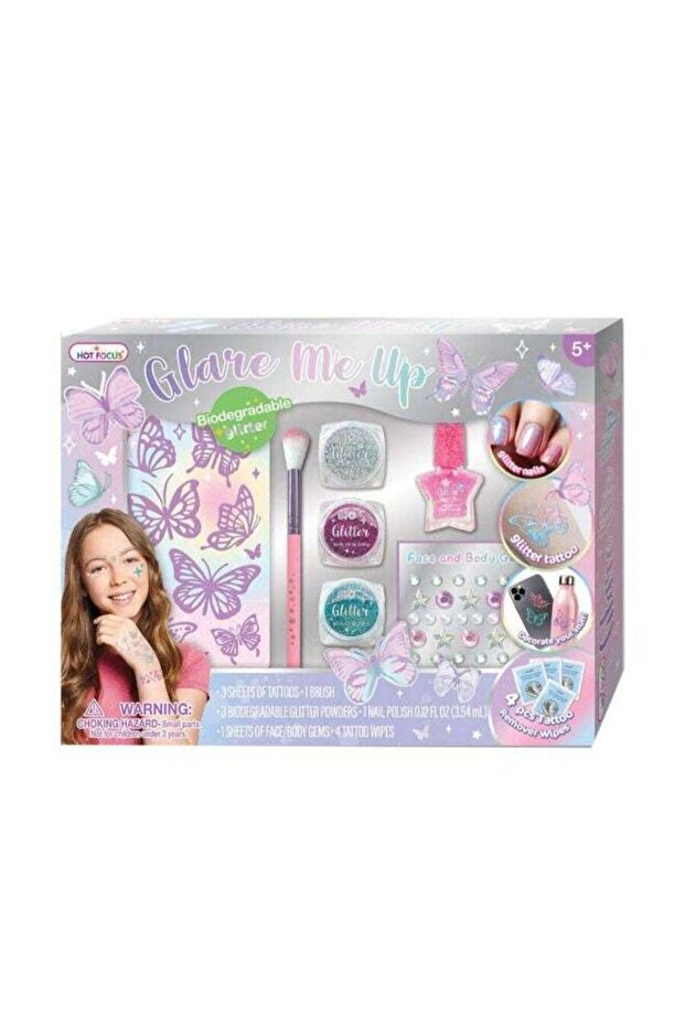 Hot Focus Glare Me Up Butterfly Manicure and Tattoo Set (11 Pieces)