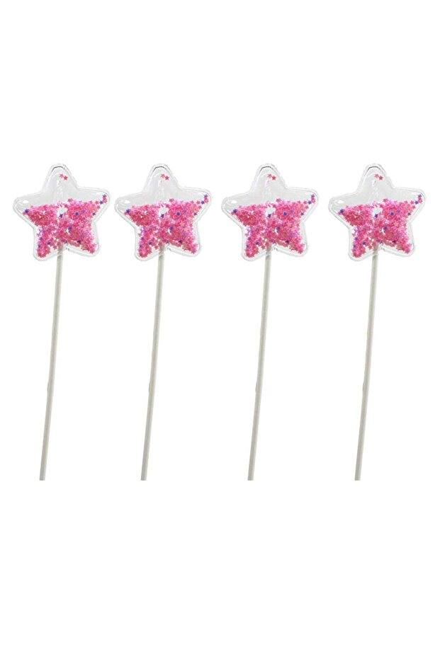 Pink Star Shape Cake Topper 4pcs