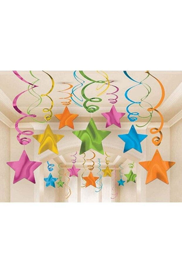 Multi Shooting Stars Swirl Decorations 30pcs