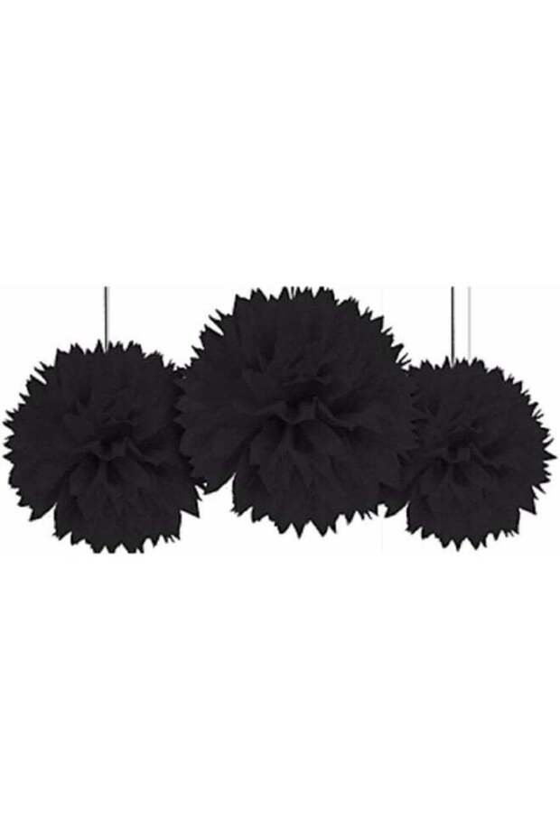 Amscan 3 Fluffy Decorations, Black, 40.6 cm, 18055.099999999999