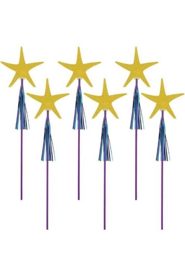 amscan 341975 Starfish Glitter Wands - 6 Pcs Mermaid Wishes